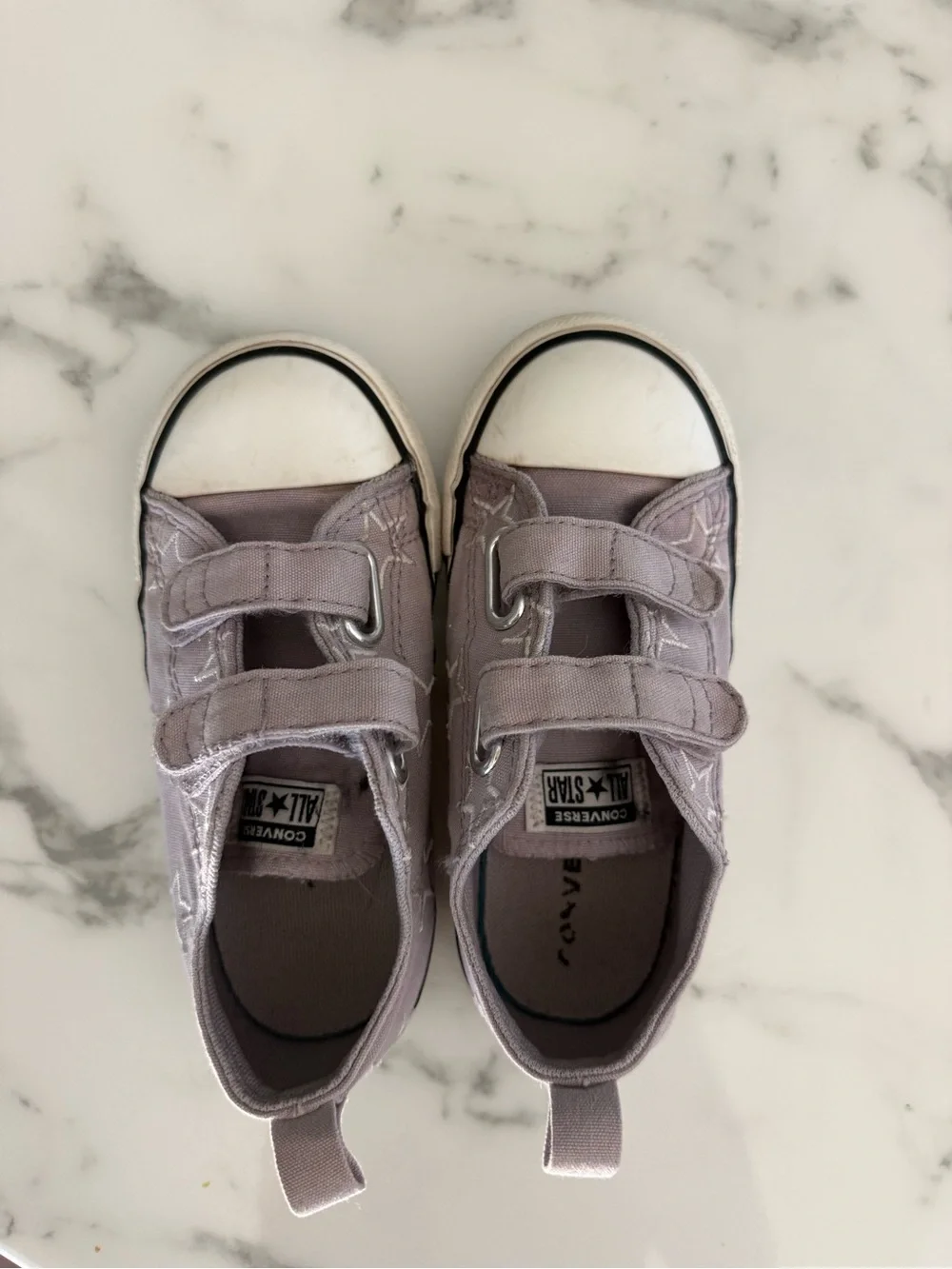 Converse Kids Lavender Low Top Velcro Sneakers